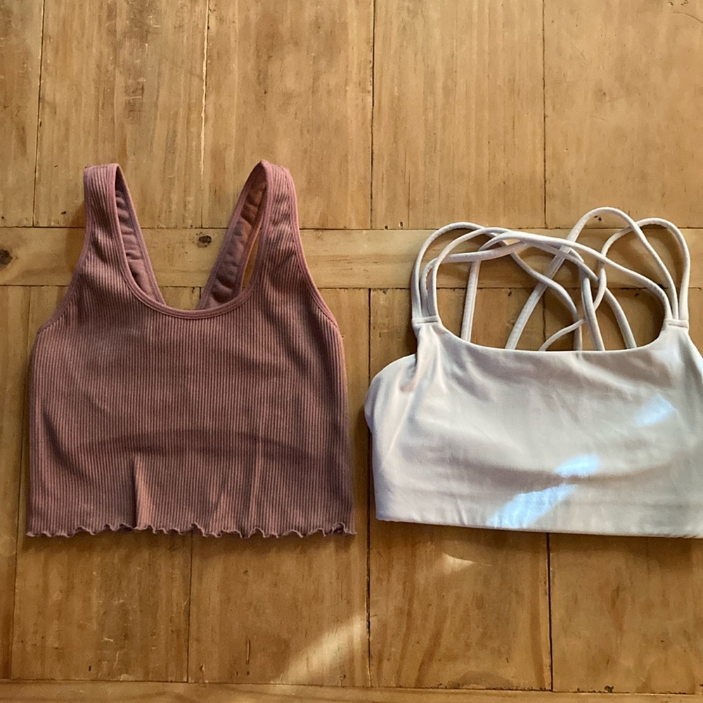 Free People and Athleta workout tops